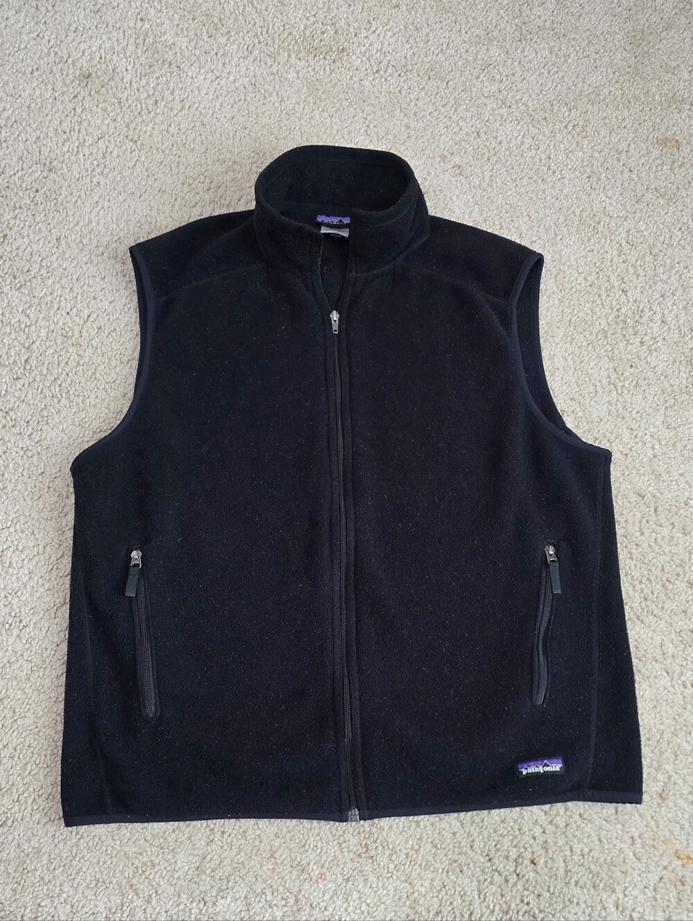 Men's Patagonia Synchilla Vest Black Fleece Full Zip Pockets Hiking Size XL